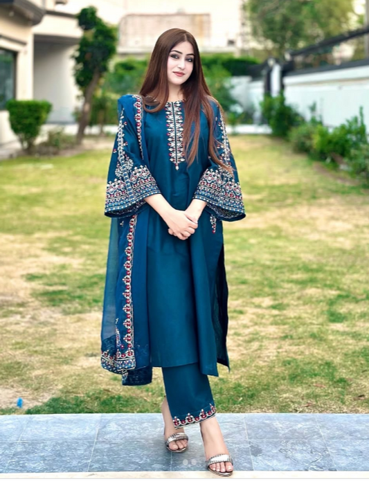 Mashal – Embroidered 3-Piece Co-Ord Set with Dupatta