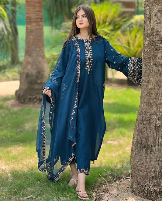 Mashal – Embroidered 3-Piece Co-Ord Set with Dupatta